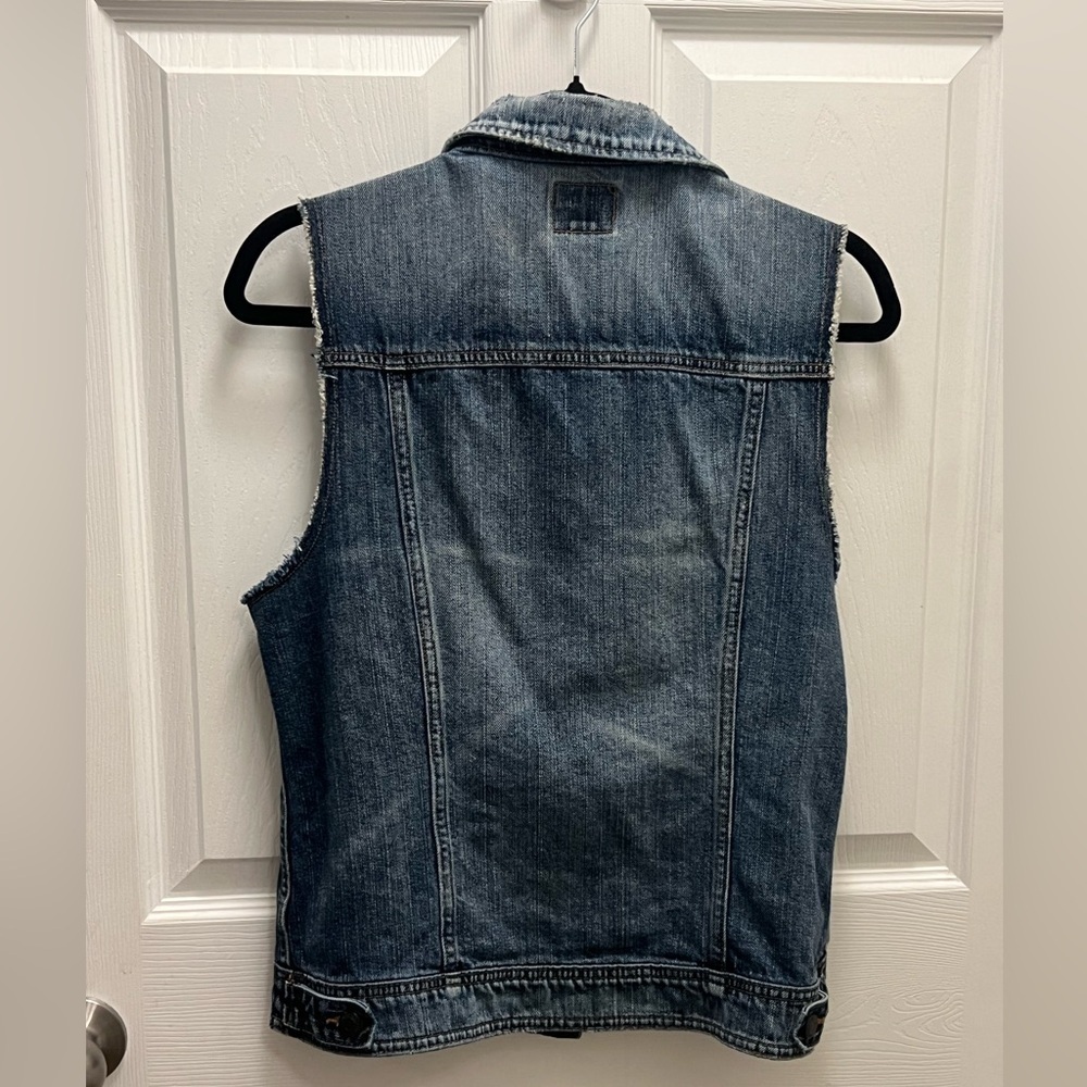 American Eagle Denim Vest Small Patchwork Button … - image 4